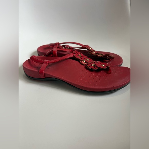 Vionic Julie sandals red size 8 floral ortho thong with straps - Picture 2 of 9